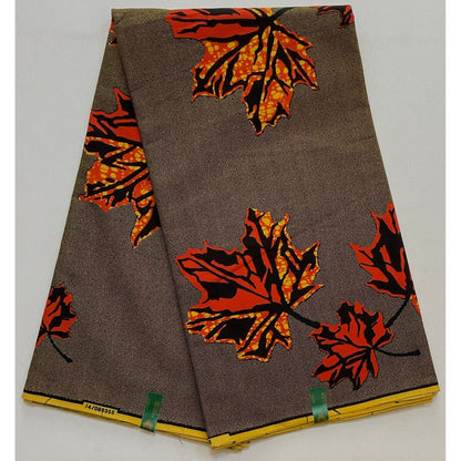 African Print Fabric/ Ankara - Orange, Brown "Fall Primer," YARD or WHOLESALE