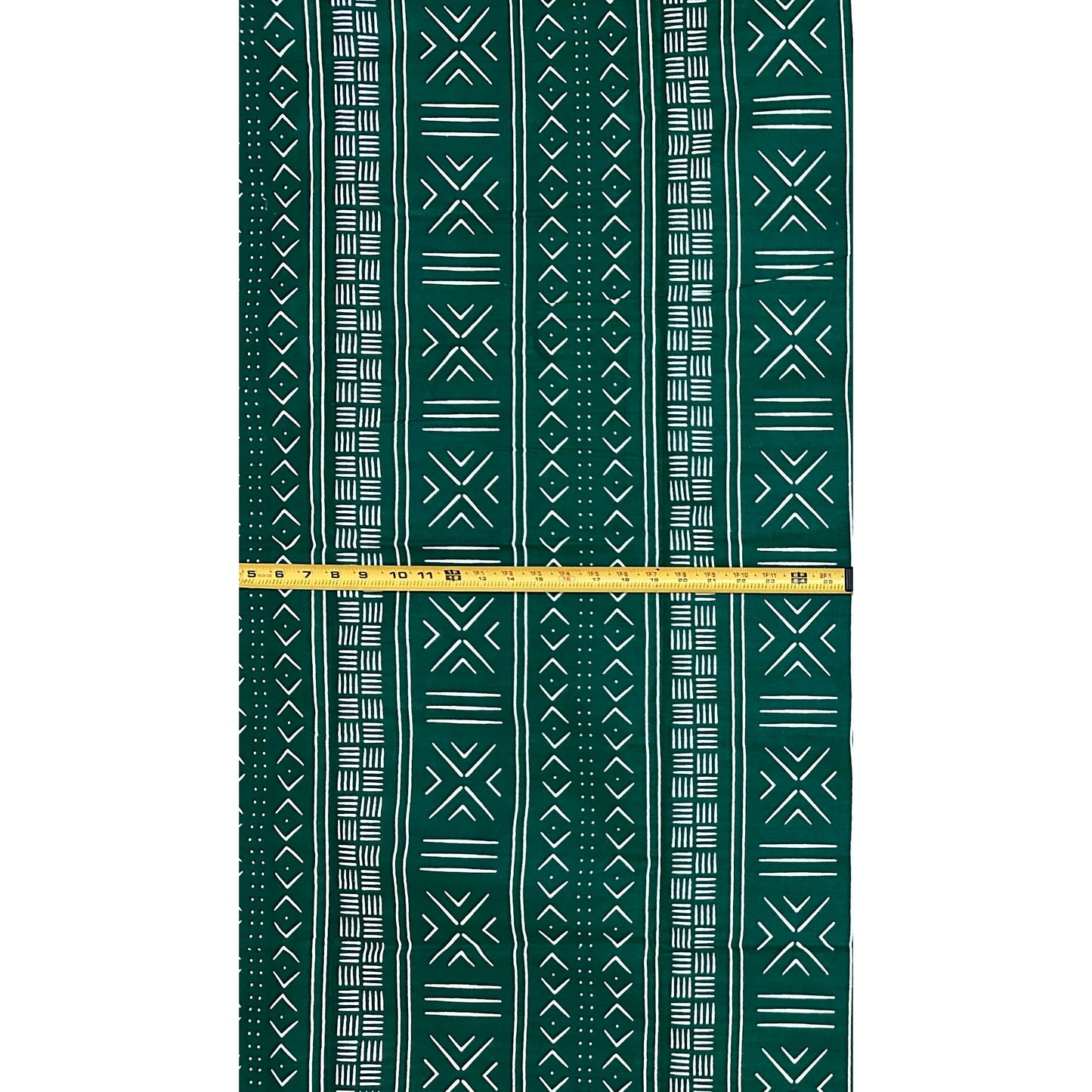 African Print Fabric/ Ankara - Green, White 'Kinfolk Code' Design, YARD or WHOLESALE