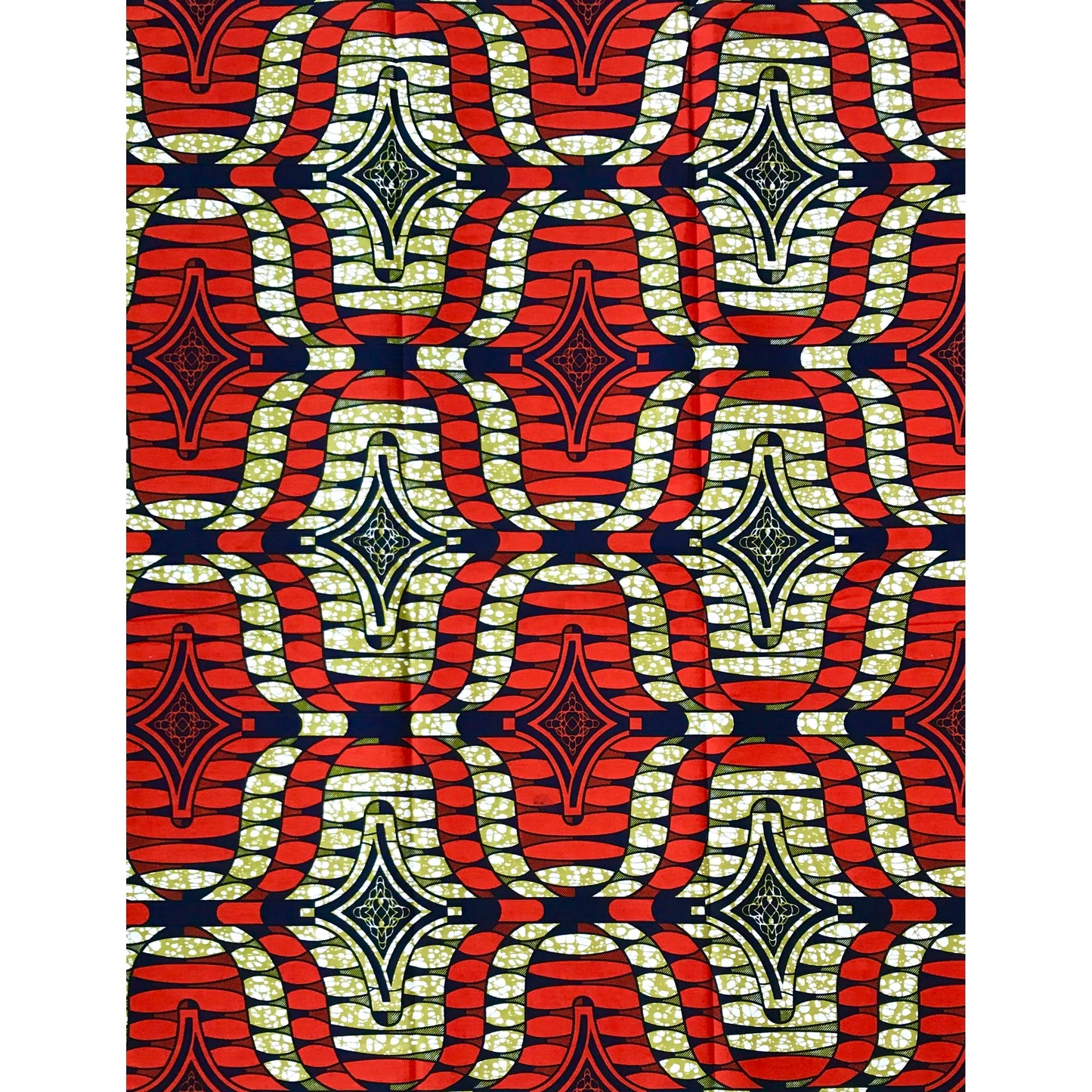 African Print Fabric/ Ankara - Rust Red, Navy, Brown 'Liberian Lynx' Design, YARD or WHOLESALE