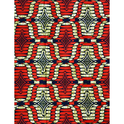 African Print Fabric/ Ankara - Rust Red, Navy, Brown 'Liberian Lynx' Design, YARD or WHOLESALE