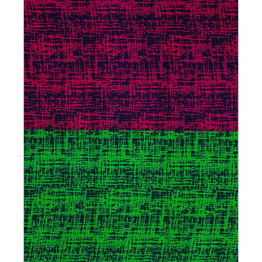 African Print Fabric/ Ankara - Fuchsia, Green, Black 'Scatter Line' Design, YARD or WHOLESALE