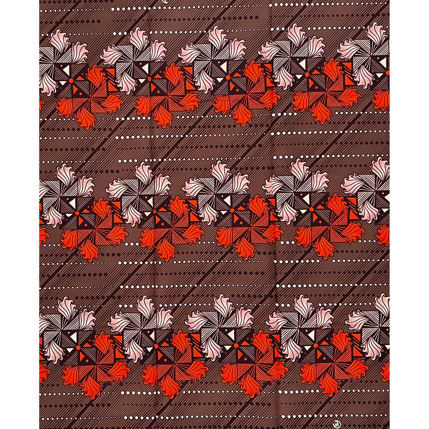 African Print Fabric/ Ankara - Brown, Orange 'The Women Spoke in Circles', YARD
