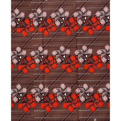 African Print Fabric/ Ankara - Brown, Orange 'The Women Spoke in Circles', YARD