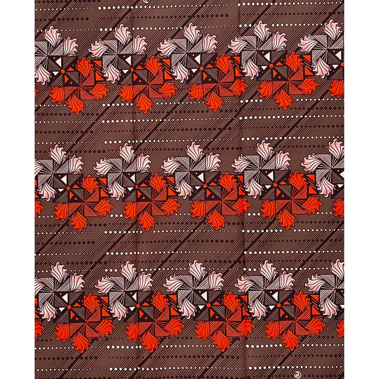 African Print Fabric/ Ankara - Brown, Orange 'The Women Spoke in Circles', YARD