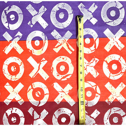 African Print Fabric/ Ankara - Purple, Orange, Red 'Iṣọkan Blocks' Design, YARD or WHOLESALE