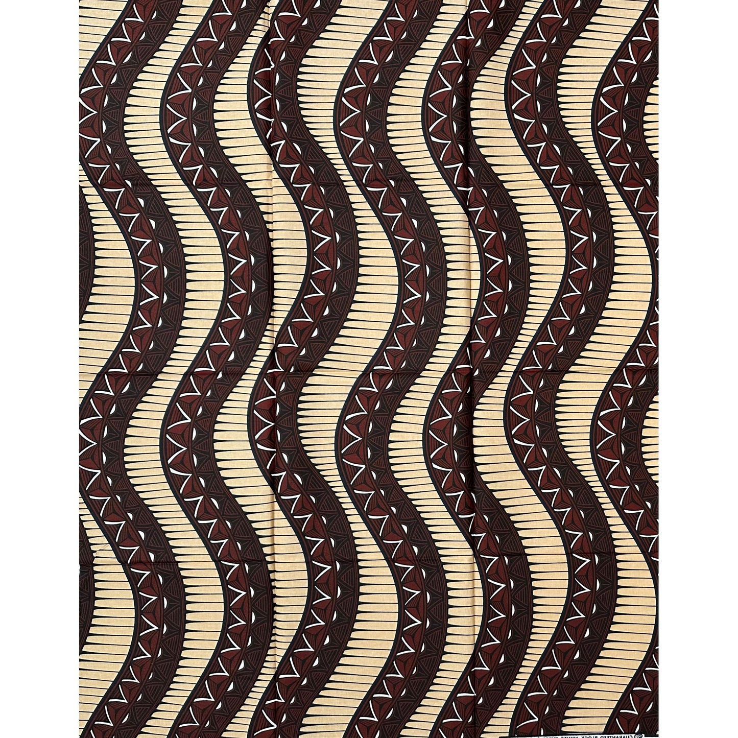 African Print Fabric/ Ankara - Brown, Beige ‘Road Dey Turn' Design, 1 YARD