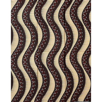 African Print Fabric/ Ankara - Brown, Beige ‘Road Dey Turn' Design, 1 YARD