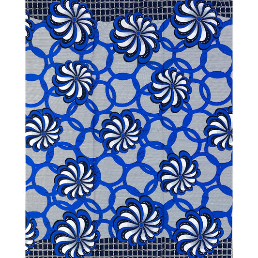 African Print Fabric/ Ankara - Shades of Blue “Circle of Us', Yard or Wholesale