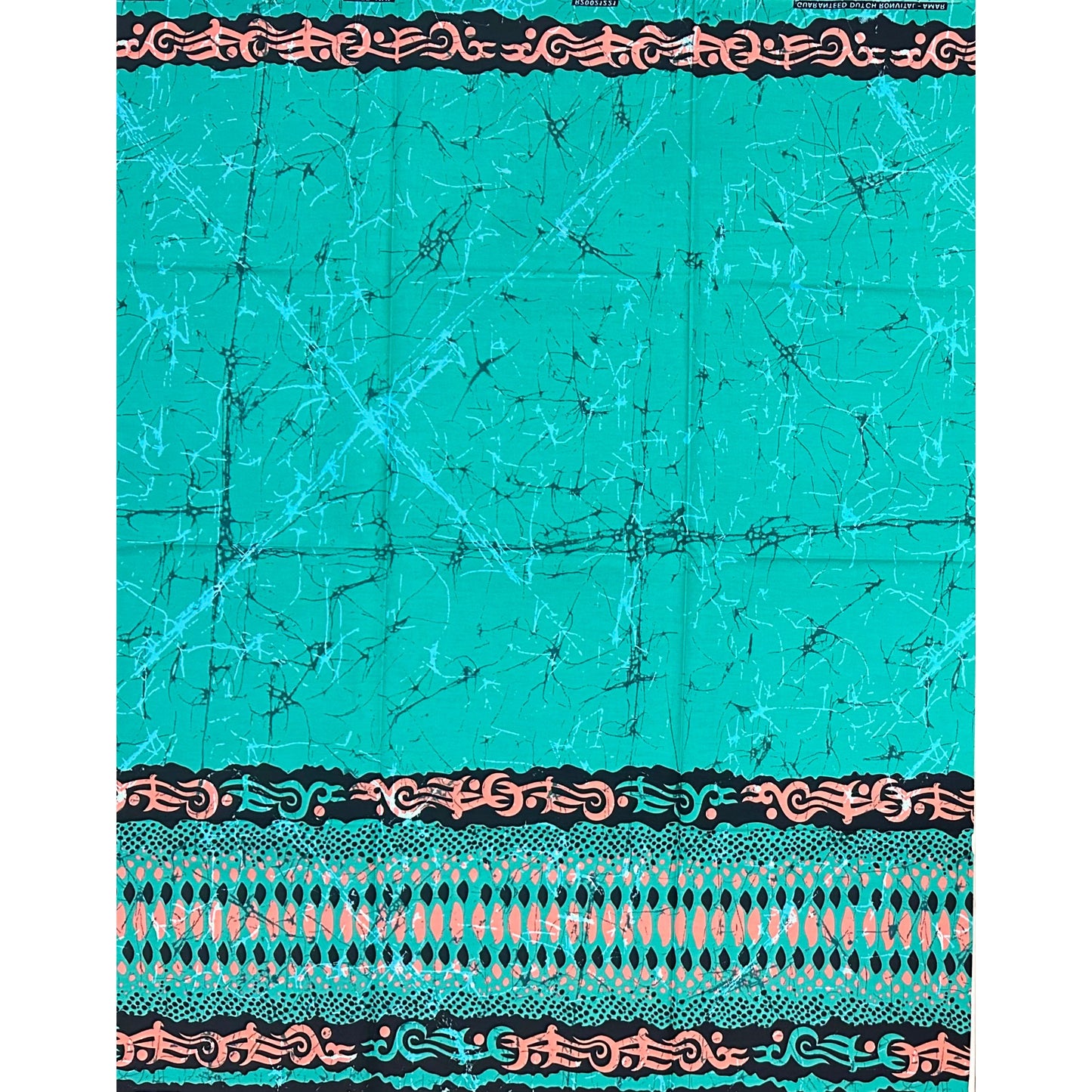 African Print Fabric/ Ankara - Turquoise, Pink, Black 'Amai Aqua', 1 YARD