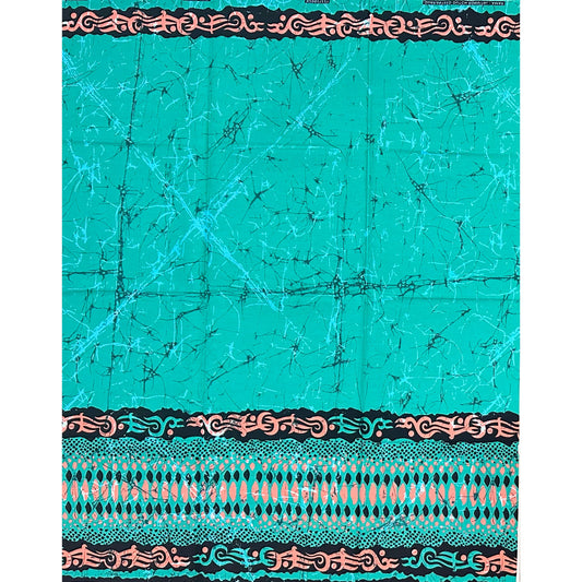 African Print Fabric/ Ankara - Turquoise, Pink, Black 'Amai Aqua', 1 YARD