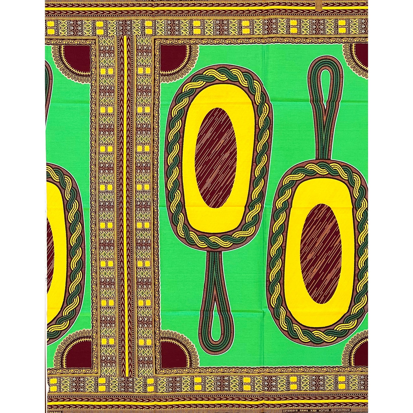 African Print Fabric/ Ankara - Green, Yellow, Brown 'Mirror, Mirror On the Wall' Design