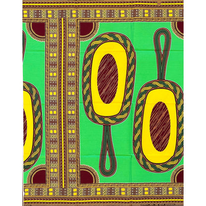 African Print Fabric/ Ankara - Green, Yellow, Brown 'Mirror, Mirror On the Wall' Design