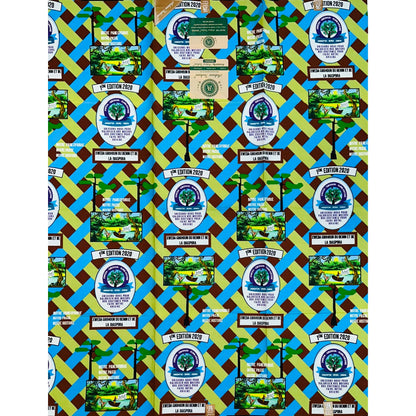 African Print Fabric/ Ankara - Green, Brown, Blue 'Wydah Legacy of Benin,’ YARD