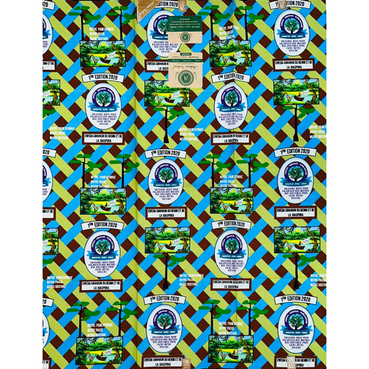African Print Fabric/ Ankara - Green, Brown, Blue 'Wydah Legacy of Benin,’ YARD