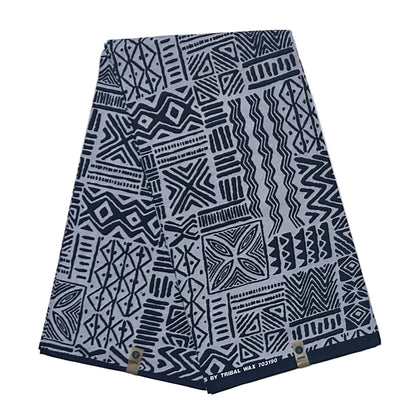 African Print Fabric/ Ankara - Gray, Black 'The Storykeepers' Design, YARD or WHOLESALE