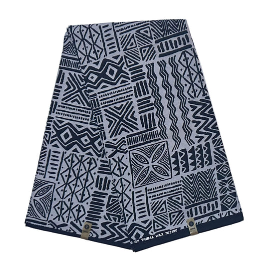 African Print Fabric/ Ankara - Gray, Black 'The Storykeepers' Design, YARD or WHOLESALE