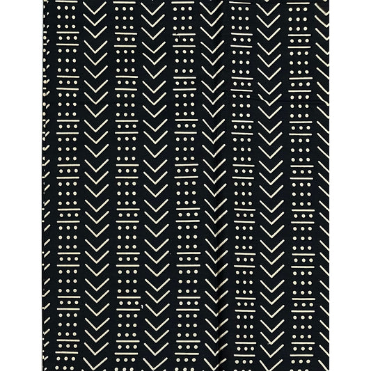 African Print Fabric/ Ankara - Black, Beige 'Dakar Dash’, YARD or WHOLESALE