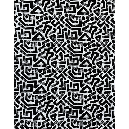 African Print Fabric/ Ankara - White, Black 'Ase Lines’, YARD or WHOLESALE