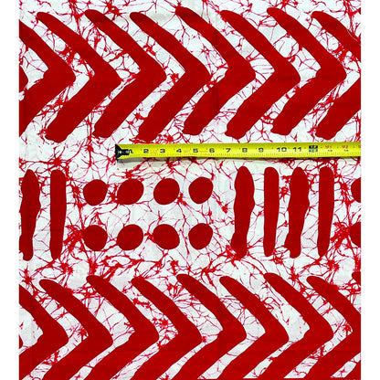 African Print Fabric/ Ankara - White, Red 'Zulu Mark', YARD or WHOLESALE
