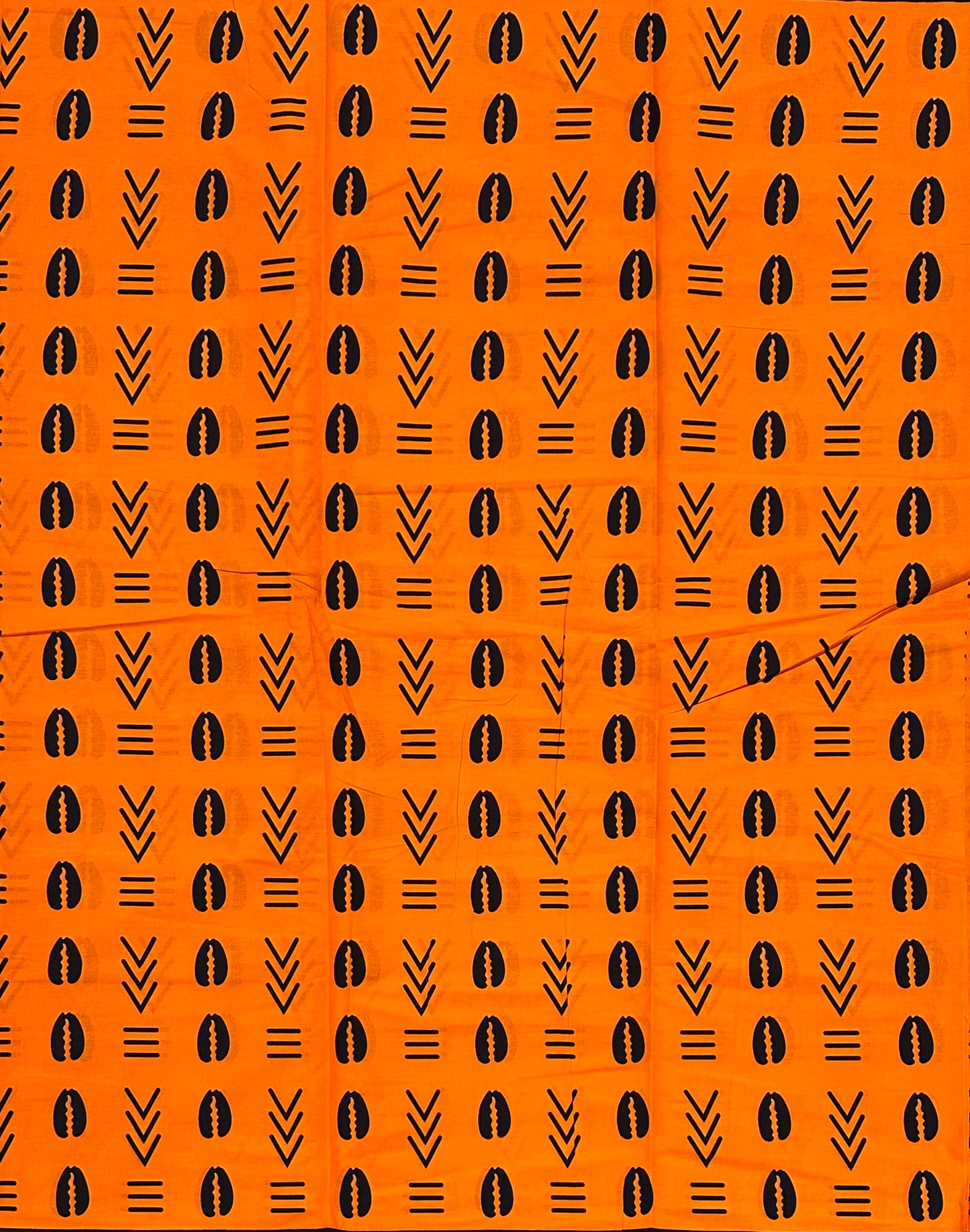 African Print Fabric/ Ankara - Orange, Black 'Ancestral Ties', Per Yard or Wholesale