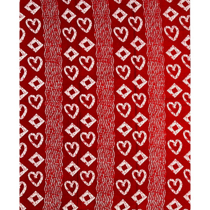 African Print Fabric/ Ankara - Red, White 'Sew In Love' Design, YARD or WHOLESALE