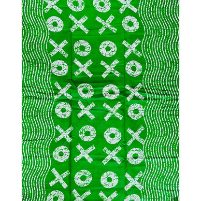 African Print Fabric/ Ankara - Green, White 'XOXO', Per Yard or Wholesale