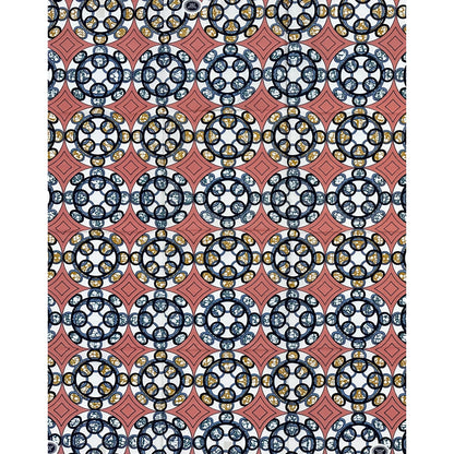 African Print Fabric/ Ankara - Pink, Gray, Navy, Brown 'Circle of Grace', 1 YARD