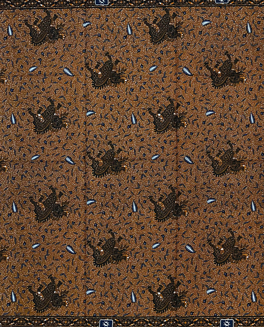 African Print Fabric/ Ankara - Brown, Navy, 'Fancy & Formidable Remix', 1 YARD