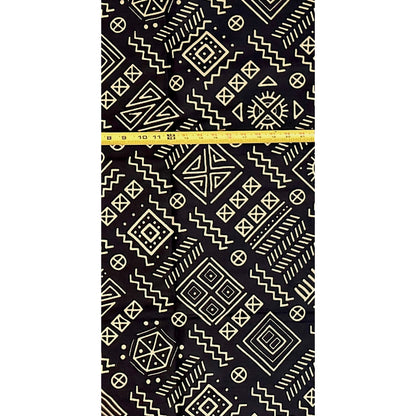 African Print Fabric/ Ankara - Black, Beige 'Love Letters & Palm Wine’, YARD or WHOLESALE