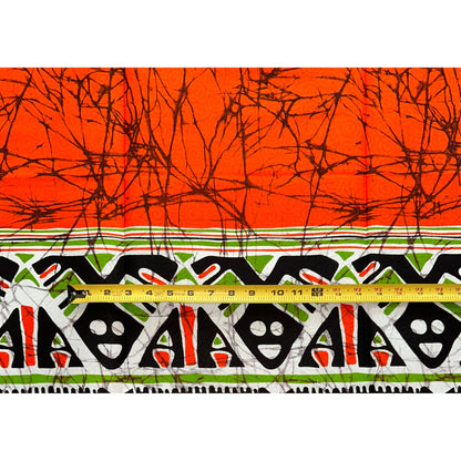 African Print Fabric/ Ankara - Orange, Green, Black 'Amai Meta' Design