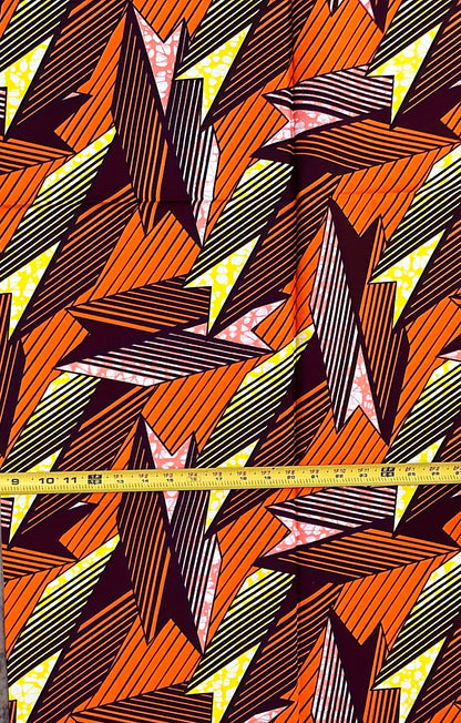 African Print Fabric/ Ankara - Pink, Orange, Yellow 'The Third Mainland', 1 YARD