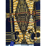 African Print Fabric/ Ankara - Blue, Marigold 'Guinea Fowl' FLAWED Design, YARD or WHOLESALE
