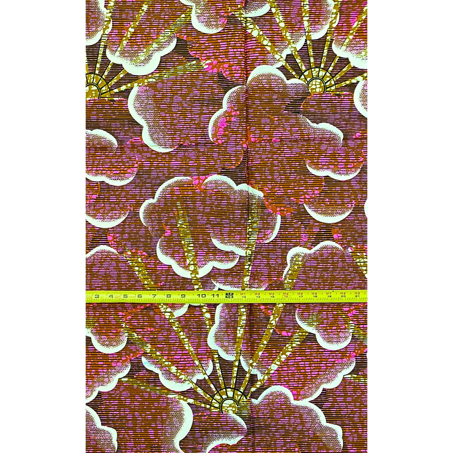 African Print Fabric/Ankara - Brown, Purple "Head in the Clouds" Design, 1 Yard