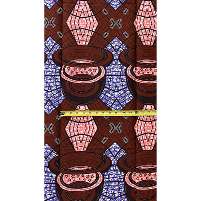 African Print Fabric/ Ankara - Purple, Pink, Brown “Crossroads of Mali', YARD or WHOLESALE