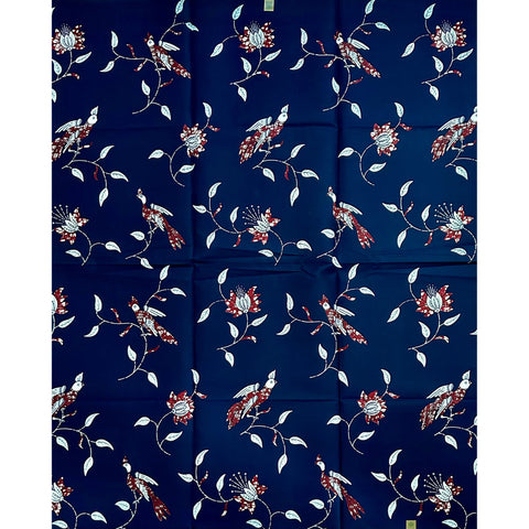 African Print Fabric/ Ankara - Blue, Brown 'Village Weaver,’ 1 YARD