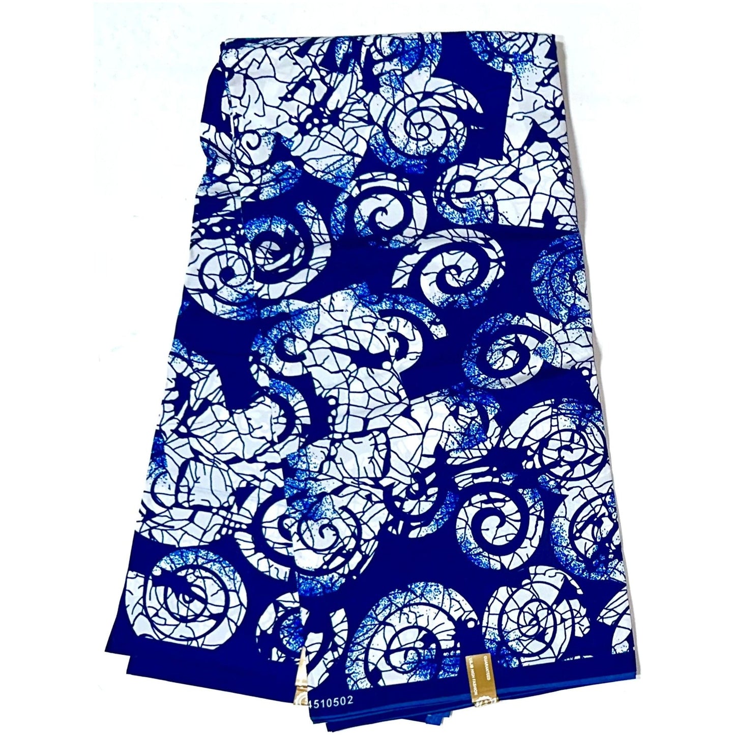 African Print Fabric/ Ankara - Blue, White 'Tide & Truth' Design, YARD or WHOLESALE