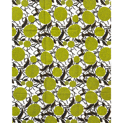 African Print Fabric/ Ankara - Green, Brown, Cream ‘Agama Sunspots' Design, 1 YARD