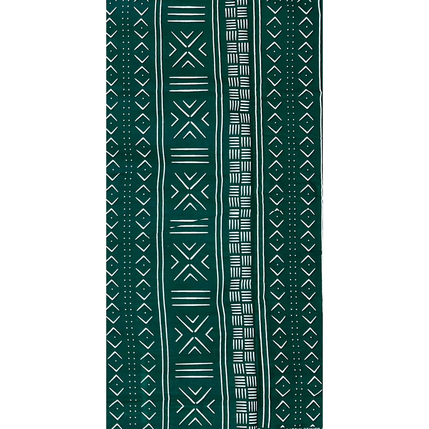 African Print Fabric/ Ankara - Green, White 'Kinfolk Code' Design, YARD or WHOLESALE