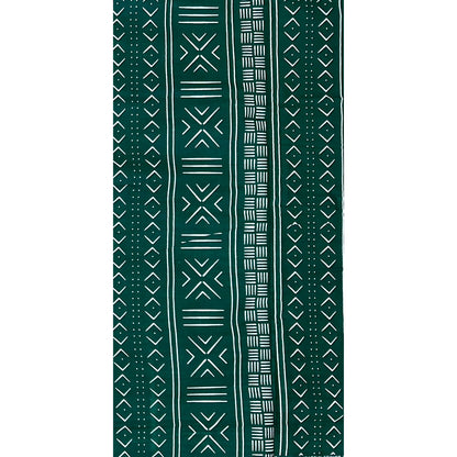 African Print Fabric/ Ankara - Green, White 'Kinfolk Code' Design, YARD or WHOLESALE