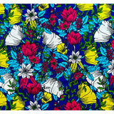 African Print Fabric/Ankara - Blue, Fuchsia, Yellow, Green 'Hidayat' Design, YARD or WHOLESALE