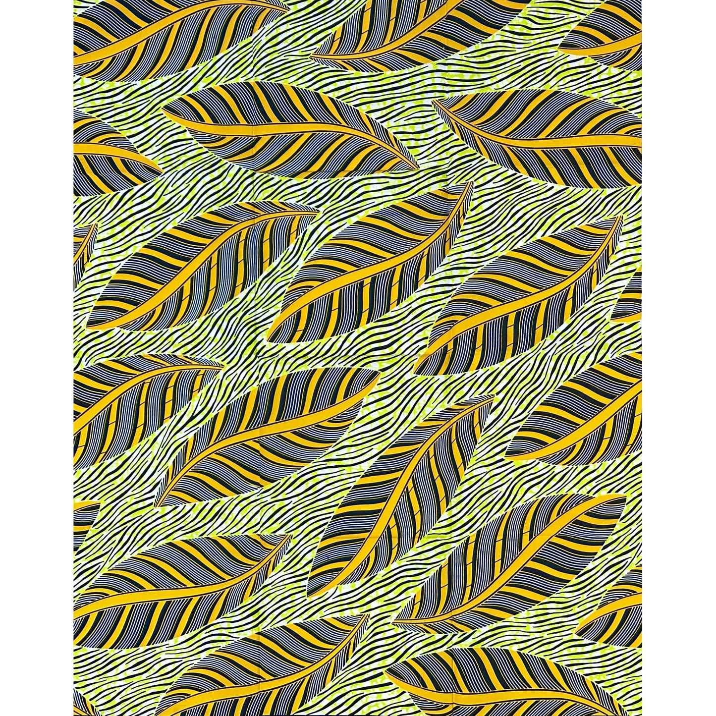 African Print Fabric/ Ankara - Yellow, Chartreuse, Black 'Strength Bends Not Breaks,' YARD