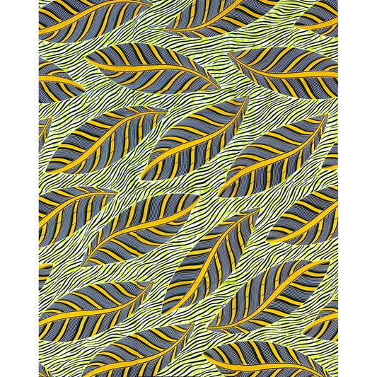 African Print Fabric/ Ankara - Yellow, Chartreuse, Black 'Strength Bends Not Breaks,' YARD