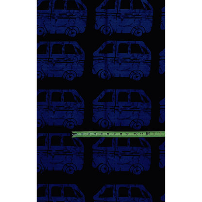 African Print Fabric/ Ankara - Blue, Black 'Danfo Driver' Design, YARD or WHOLESALE