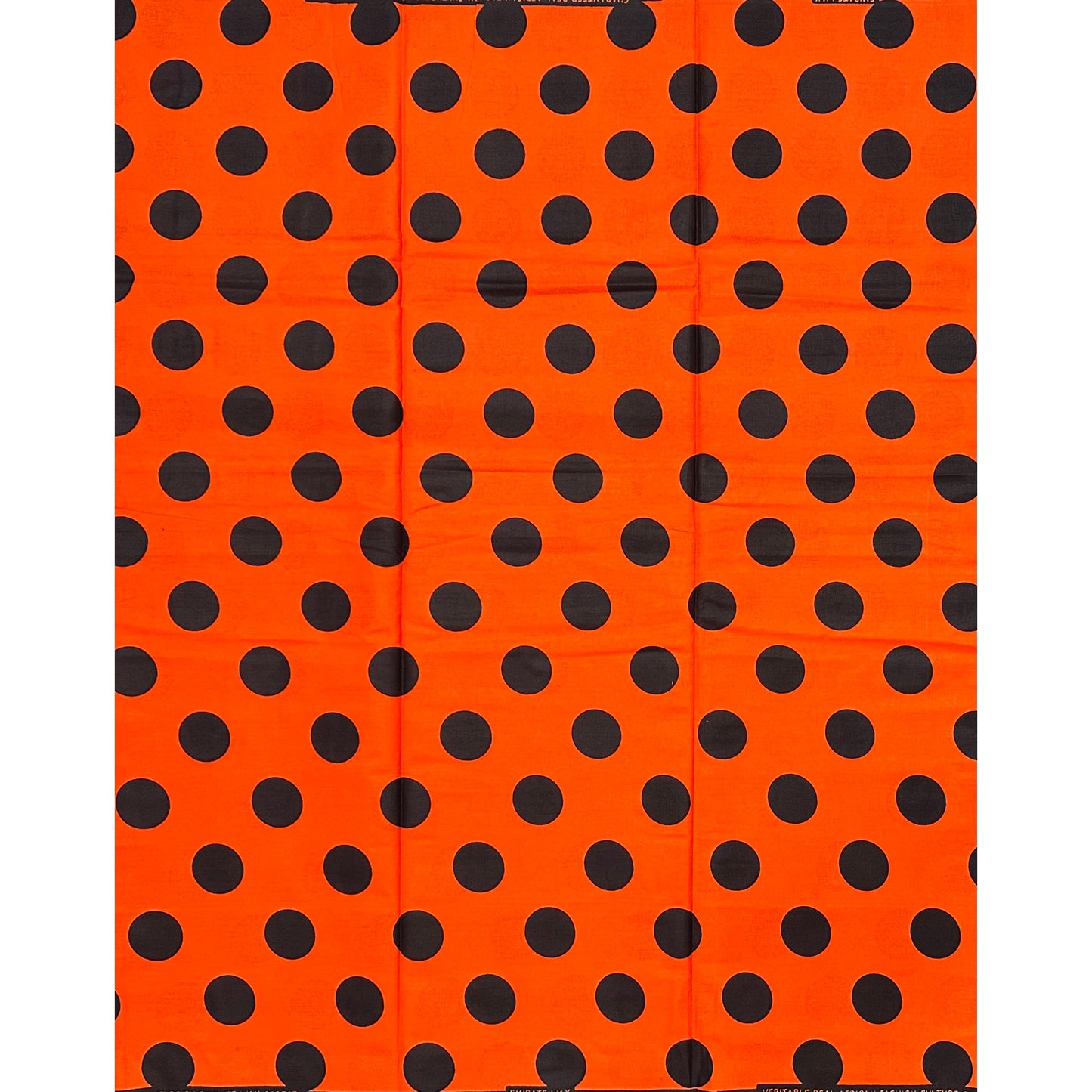 African Print Fabric/ Ankara - Orange, Black 'Dottie' Design, YARD or WHOLESALE