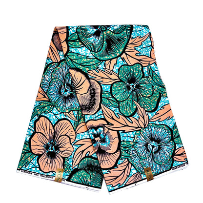 African Print Fabric/ Ankara - Pink, Green, Turquoise 'Soft Life, Loud Entrance', Yard or Wholesale