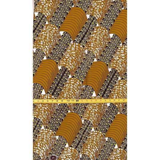 African Print Fabric/Ankara - Brown, Yellow "Abundance" Design, Per Yard