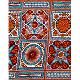 African Print Fabric/ Ankara - Orange, Brown, Teal 'Gypsy,’ YARD or WHOLESALE