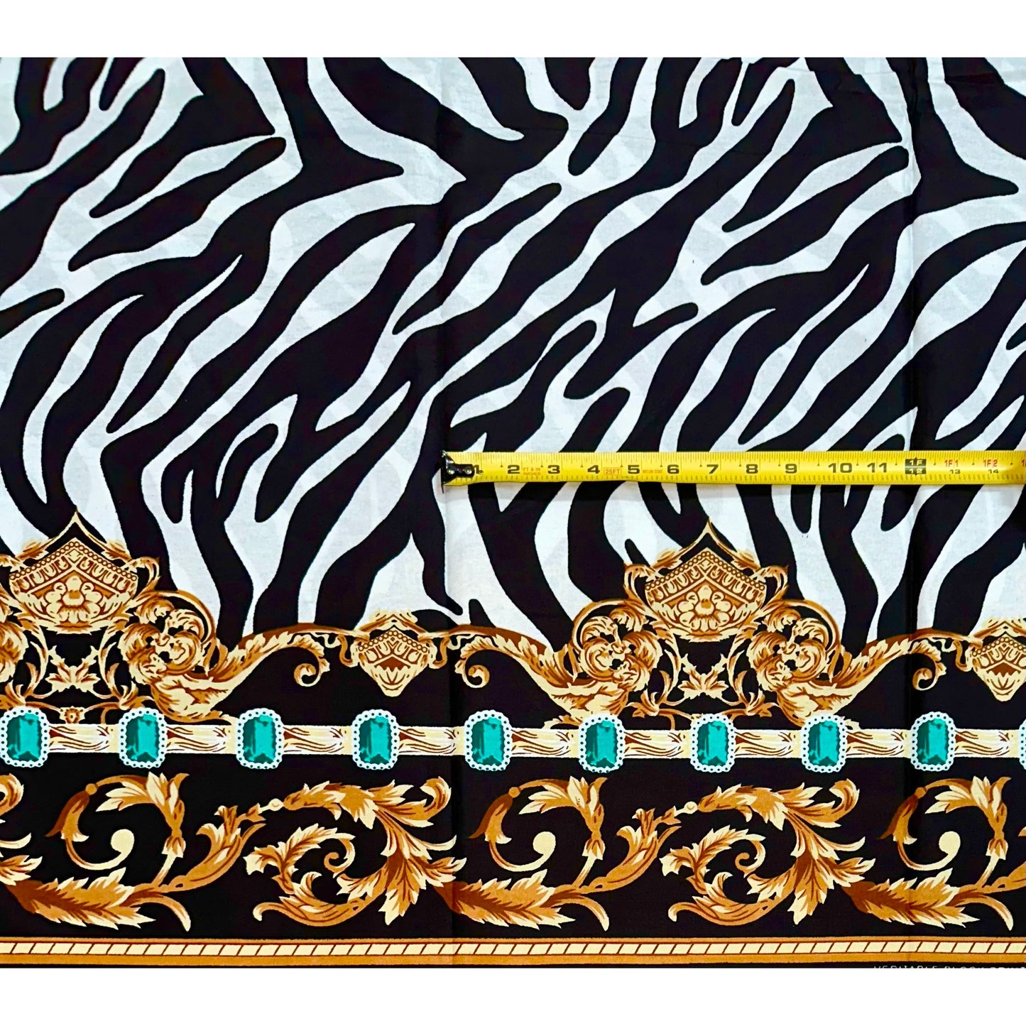 African Print Fabric/ Ankara - Black, White, Brown, Green 'Dynasty of Ife' Design, YARD or WHOLESALE