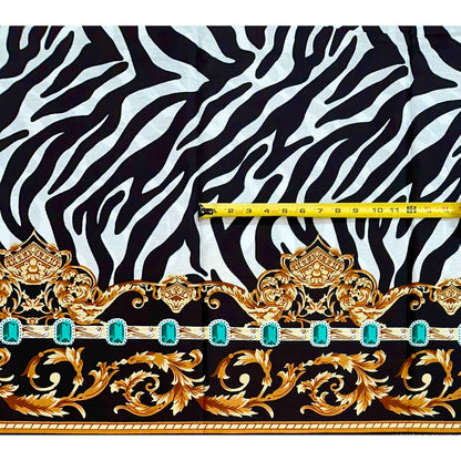 African Print Fabric/ Ankara - Black, White, Brown, Green 'Dynasty of Ife' Design, YARD or WHOLESALE