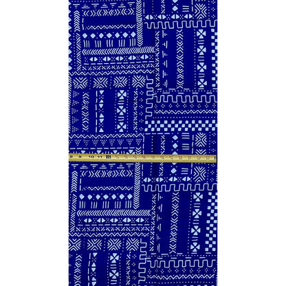 African Print Fabric/ Ankara - Blue, White 'Read the Fine Print', Yard or Wholesale